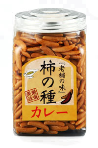 ポット柿の種カレー味210g柿の種に、スパイシーでクセになるカレー風味で味付けしました。
